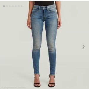 NWT G-STAR RAW Midge Zip Skinny Womens Jean Sz 26 Light Vintage Aged Destroyed